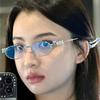 Metal Oval Shades Women Men Rhinestone Diamonds Sunglasses  Unisex Bling Eyeglasses Frames Uv400 Fashion Eyewear Glasses