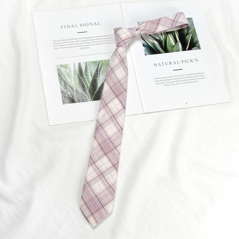 Lemon Sea Salt Plaid School Uniform Tie - Handmade Japanese Academy Style for Men & Women