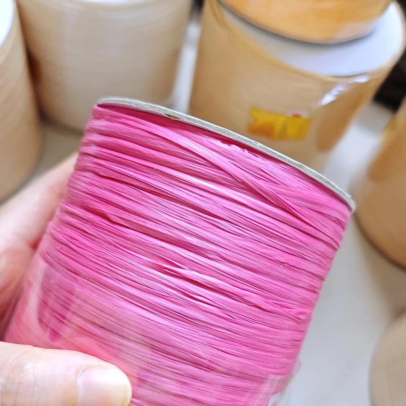 600M Raffia Strohgarn Häkelgarn für DIY Stricken Sommerstrohhut Handtaschen Kissen Handgeflochtenes Strohgarn