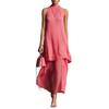 Maxi Abito da Donna Fluido in Chiffon, Senza Maniche con Scollo all'Americana, Abito da Ospite per Matrimonio, Orlo Asimmetrico, Abito da Sera Formale Estivo, Abito da Cocktail