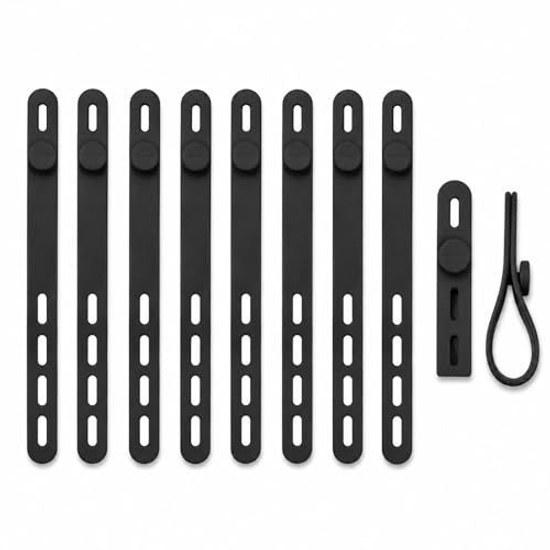 Cable band 10-piece set silicone 4-hole adjustable approximately 1mm thin reusable cord organizer wiring management tie charger earphones hair dryer