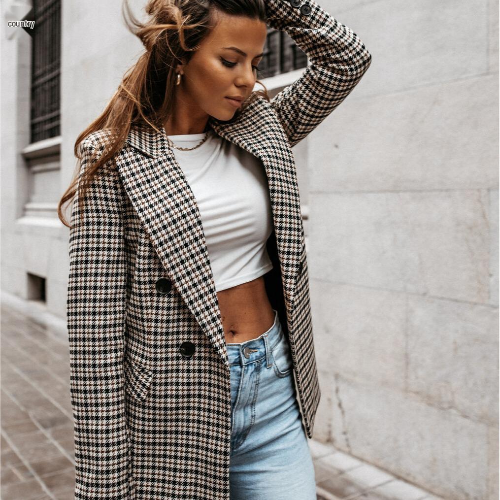 European and American Style Plaid Blazer