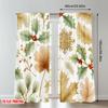 Set Of 2 Flat Printing Merry Christmas Curtains Holly Berries Pine Leaves Digital Printed Polyester Drapes Party Curtain