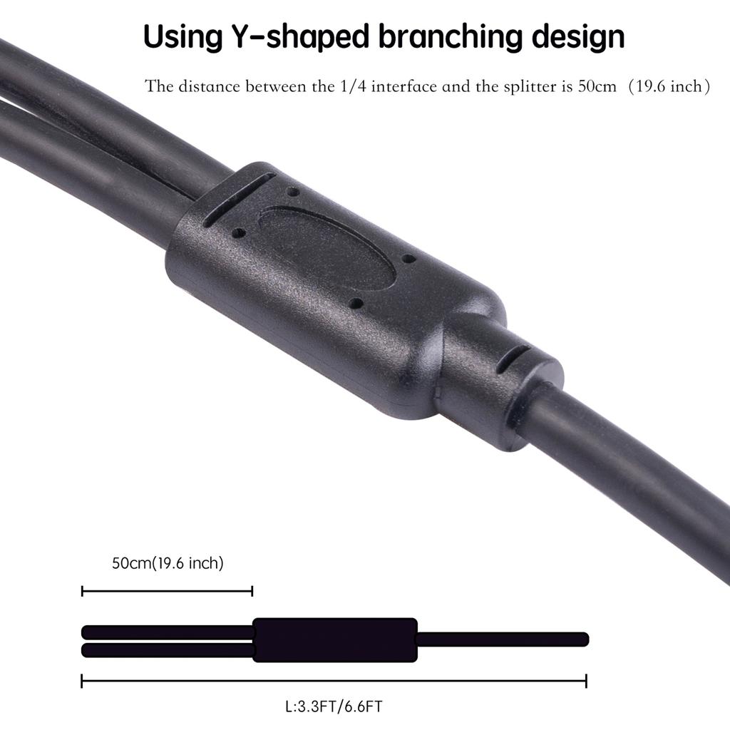Audio-Kabeladapter Splitter 1 XLR 3-Pin Stecker auf 2x 6,35mm TS Stecker Mono Konverterkabel