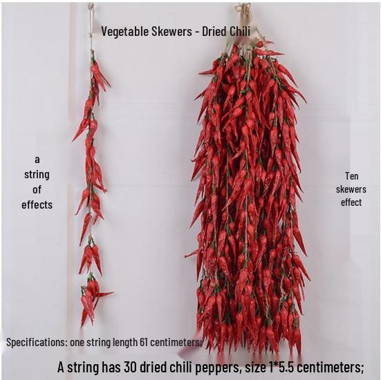 Artificial Vegetable & Fruit Skewer Wall Hanging - Chili & Corn Decor