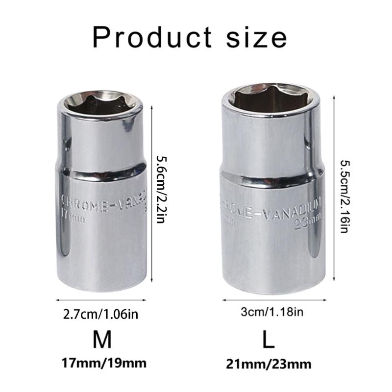 Mini 2 Head Socket Wrenches for Tires Portable 17/19mm and 21/23mm Lug Nut Spanner