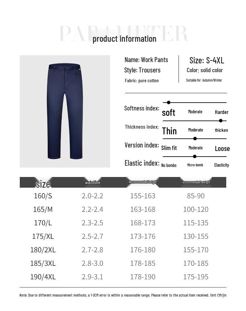 Men's Winter Pure Cotton Fleece Lined Work Pants