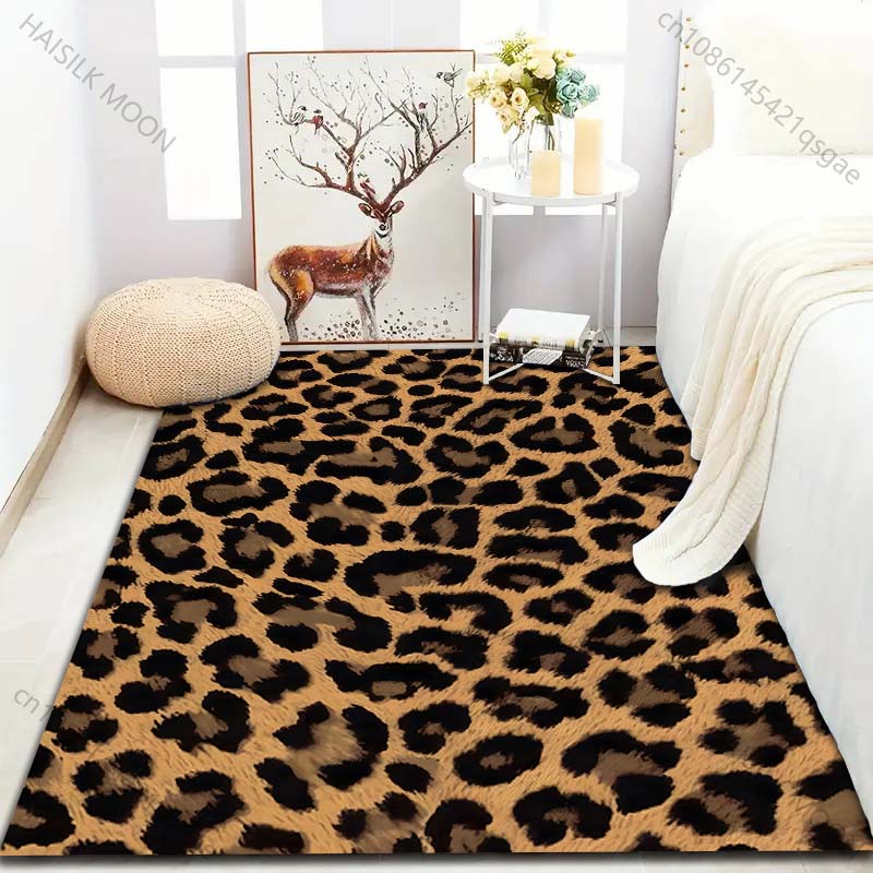 1PC Wild Leopard Print Carpet for Living Room Bedroom Sofa Doormat Decor Sofa Area Rug Non-slip Floor Mat Large Size