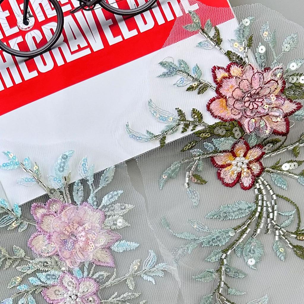 Three-Dimensional Sequins Flower Beads Mesh Embroidery Cloth Stickers Patch Stickers Clothes Decoration Accessories Handmade Diy Accessories