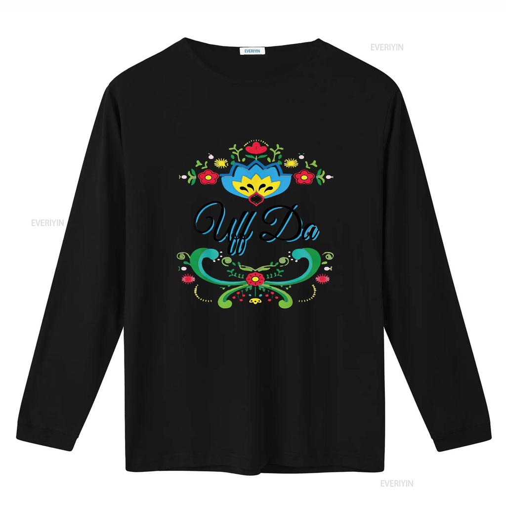 Womens Uff Da Norwegian Rosemaling Funny T Shirt Vintage Washed Unisex Graphic Top For Everyday Wear Soft Streetwear