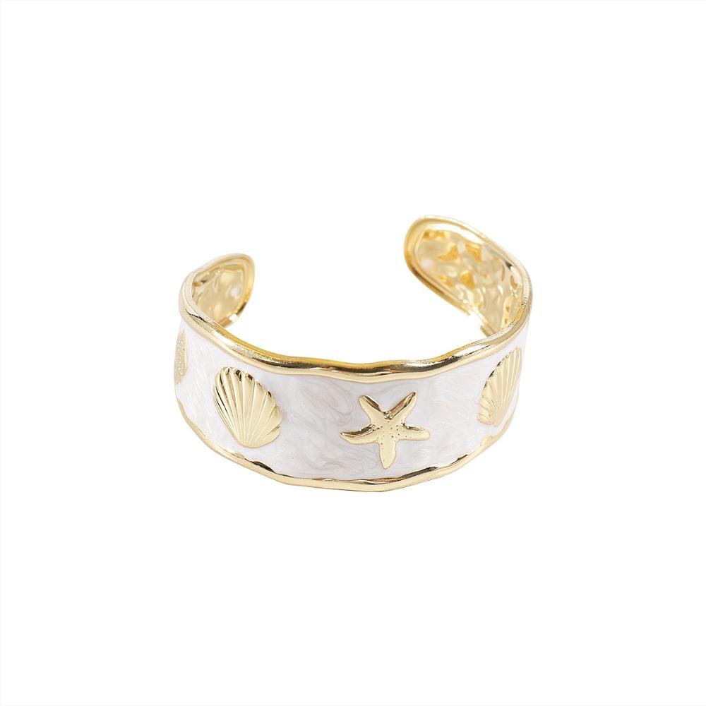 Hawaiian Flower Glazed Enamel Bracelet Geometric Heart Arm Ring Open Metal Vintage Cloisonne Bangle Girls