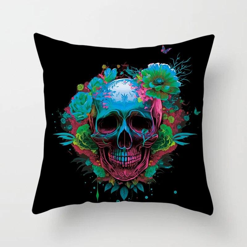 

Красочный модный комплект с черепом, квадратная наволочка с декоративным принтом, чехол для автомобильного дивана, чехол для подушки 45*45 см, обустройство дома 45x45cm