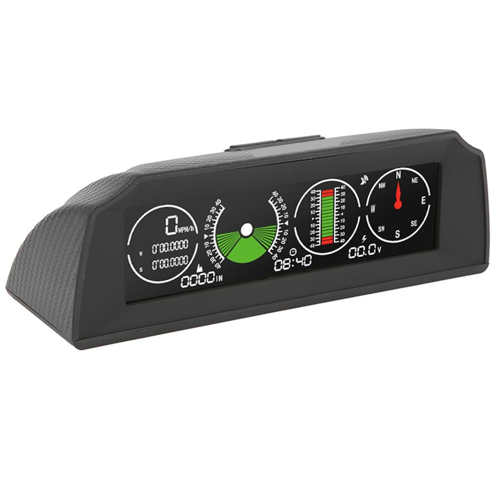 GPS Slope Meter PMH KMH Inclinometer HUD Pitch Tilt Angle Display Compass Speed Monitoring Universal for Car