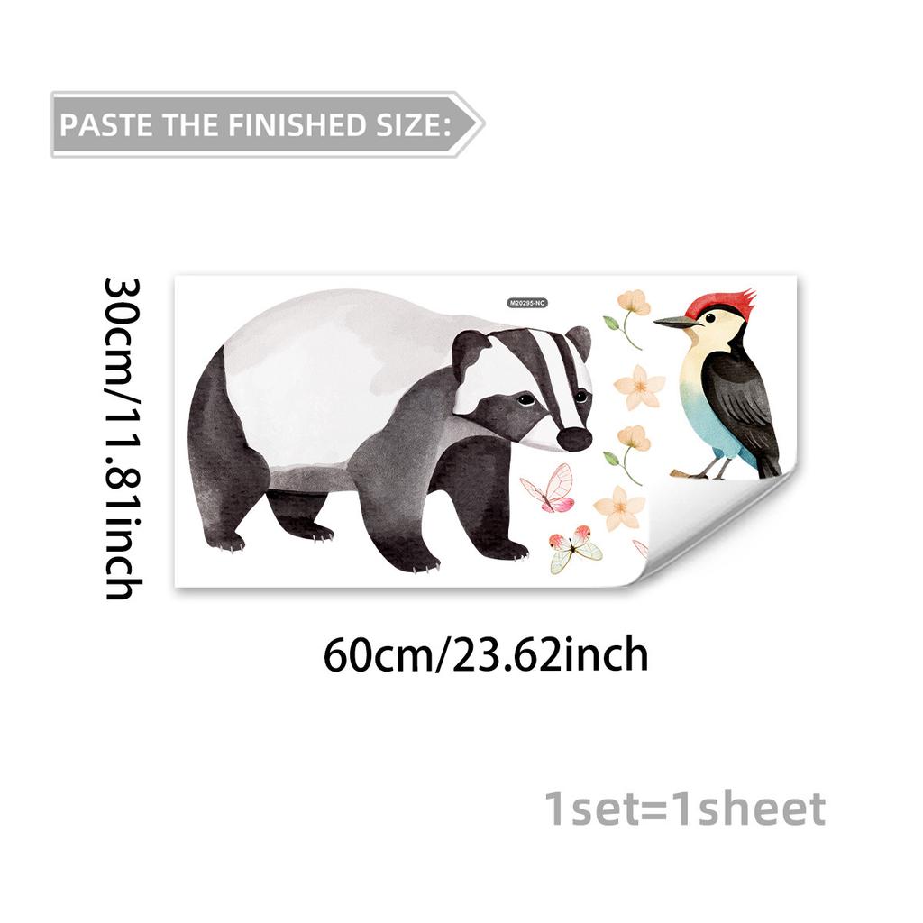 Tree Cartoon Animal Dinosaur Butterfly Wall Stickers, Living Room Bedroom Kids Room Decor, Self-Adhesive Wall Art