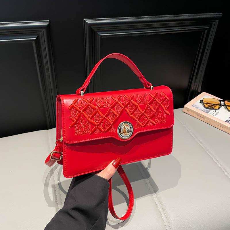 Lock Design Women's Bag New Printed Texture Women's Handbag Casual Foreign Style Shoulder Messenger Bag