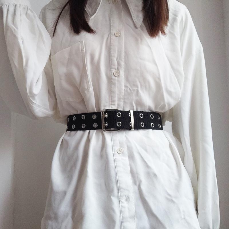 Fashionable Black Canvas Waist Belt For Men And Women Ideal For Punk And Streetwear Styles