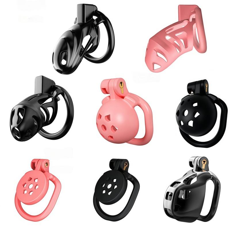 Male Penis Lock Chastity Cage Replace Rings Resin Testicle Lock Adjustable Breathable Cock Cage BDSM Sex Toy for Couples Men