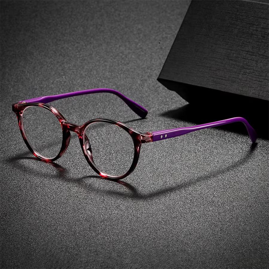 

New Men Women Round Frame Boho Y2K Reading Glasses Anti Blue Light Eyewear Spectacles Fashion Trendy Presbyopic Eyeglasses +400 фіолетовий