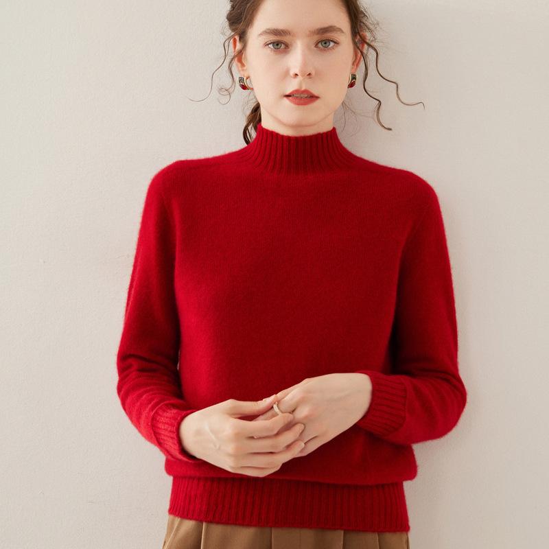 

Однострочный Готовый к носке Кашемировый свитер с полуворотником для женщин Осенью и Зимой Мягкое тепло Утолщенный свитер Свободная и удобная Базовая рубашка XL