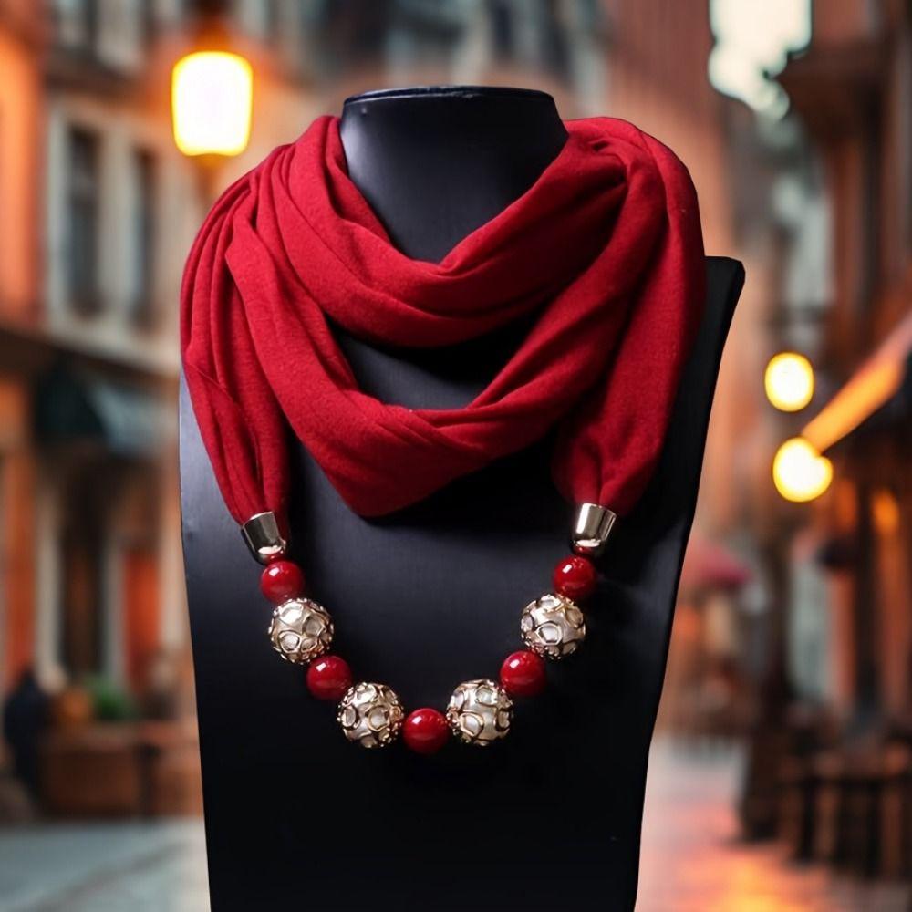 Vintage Style Women's Scarf Necklace Breathable Ethnic Necklace Scarf Beaded Pendant Scarf Dancers