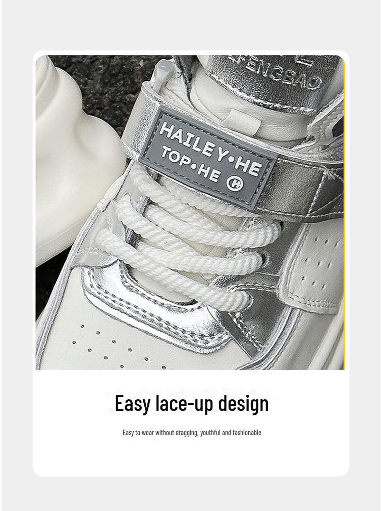 Women's High-Top Genuine Leather Velcro Sneakers with Thick Soles - Height-Enhancing Casual Sports Shoes for Spring & Autumn 2025