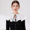 White Shawl Detachable Collar Bowknot Blouse Shoulders Fake Collar Ruffled Shawl  All Matching