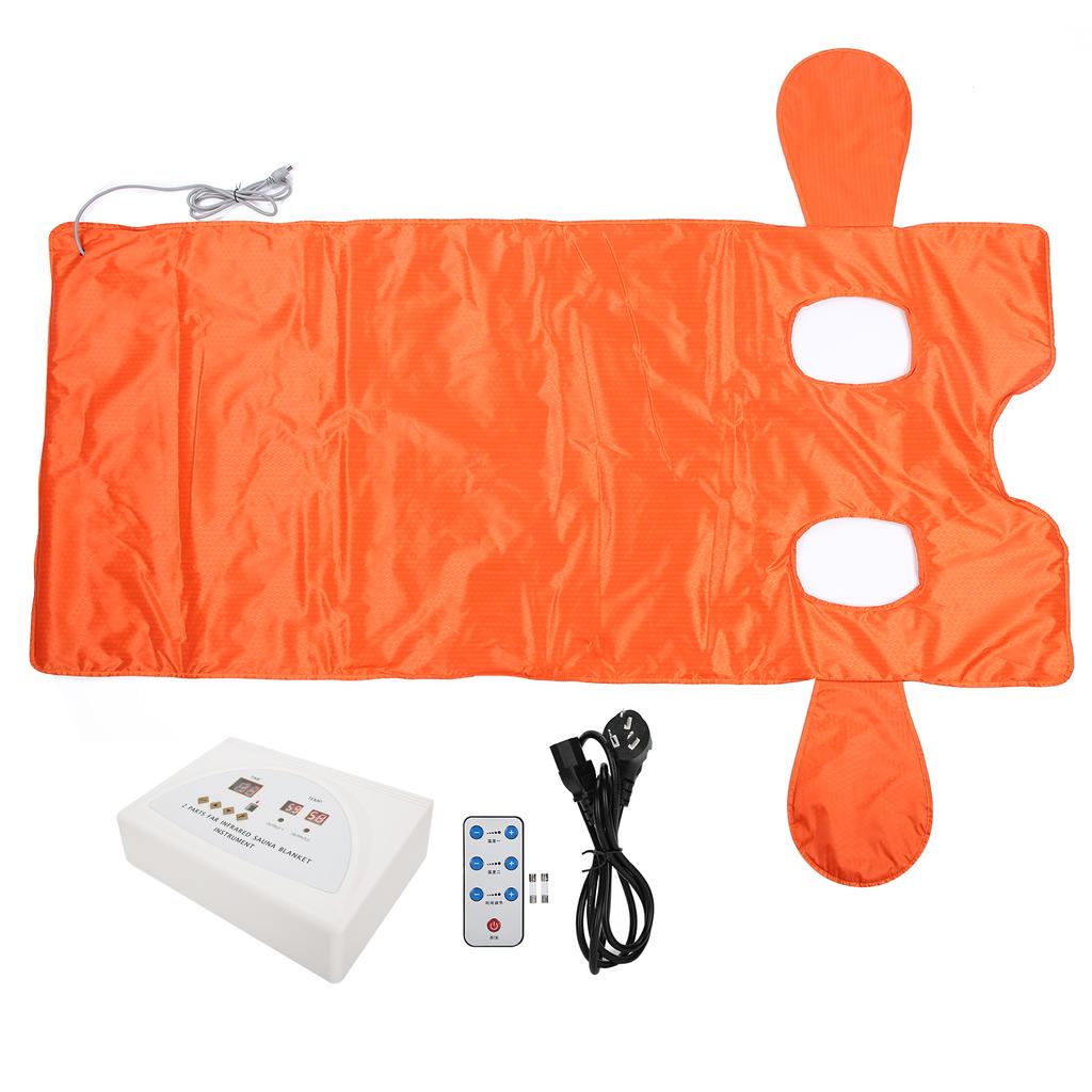 Far Infrared Heating Sauna Blanket Body Steaming Fitness Blanket for Home Salon (Orange) AU Plug