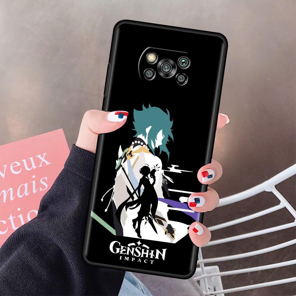 Genshin wpływ Anime etui na xiaomi mi Poco X3 NFC M3 Pocophone F1 F3 GT czerwony mi K40 Pro dla mi 10T Pro Capa pokrowiec na telefon