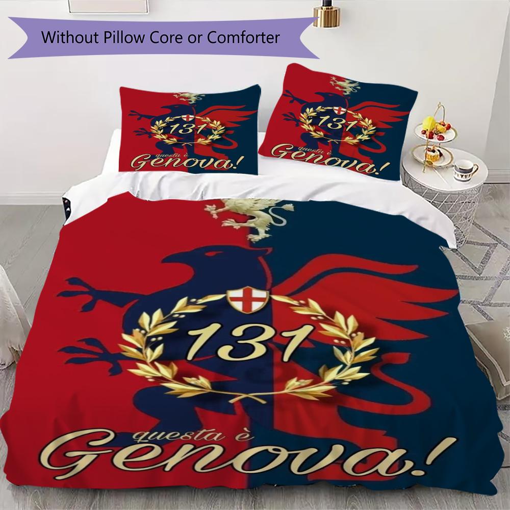 Genoa CFC Pattern Bedding,Quilt Set Quilt Cover Pillowcase Home Birthday Gift(1 * Duvet Cover + 2 * Pillowcase, Without Core)_lx