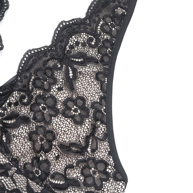 VEZFAA Women's Fashion Casual Flower Pattern Print Summer Spring Sleeveless Hanging Neck Bodysuits