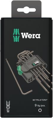 Wera 05073598001 Sechskant 967 SB Schwarz Kugelkopf Sechskant 9-teilig PKL/9 L-Schlüssel-Satz, Laser, Schlüssel,