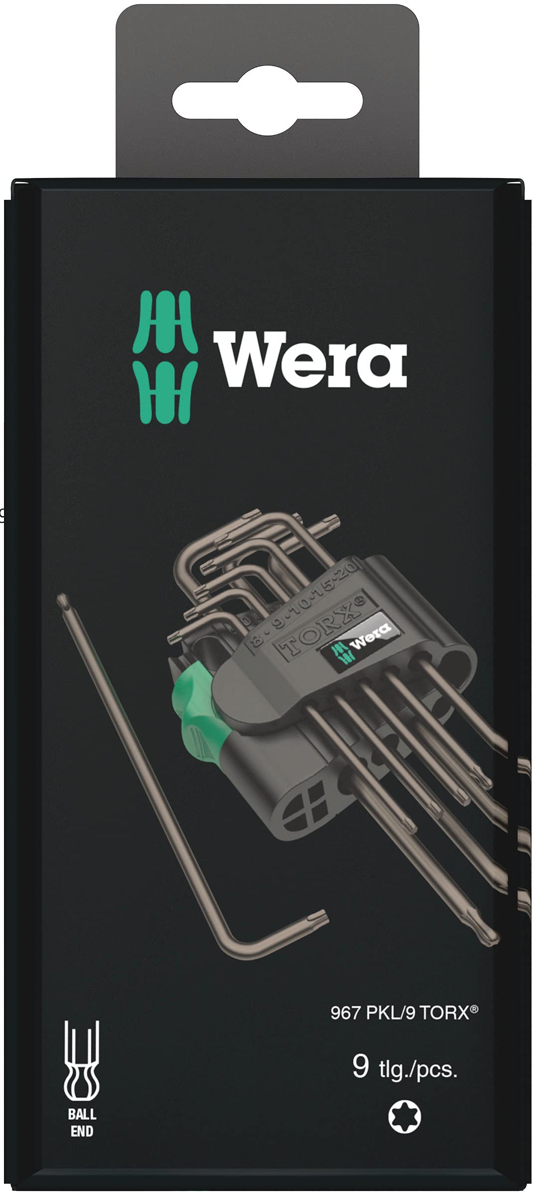 

Wera 05073598001 Hexagon 967 SB Black Ballpoint Hex 9 Pieces PKL/9 L-Key Set, Laser, Key,