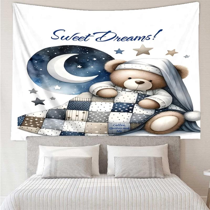 Teddy Bear Night Sky Tapestry Hanging for Bedroom,Livingroom, Playroom,Decor Art Room Wall Tapestry Holiday and Birthday Gifts