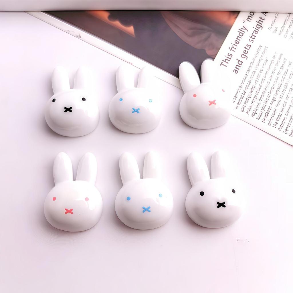Glossy Cute Rabbit Resin Accessories for DIY Hair Clips, Phone Cases, Crocs, and Keys