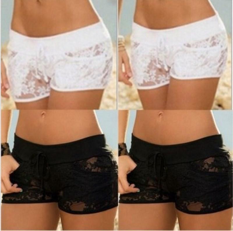 Elegante Schnür-Durchsichtige Spitze-Boxershorts für Damen