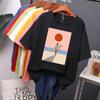 Printed O-neck Short Sleeve T Shirt Women Vintage Graphic Pullover Tees Female Leisure Clothing