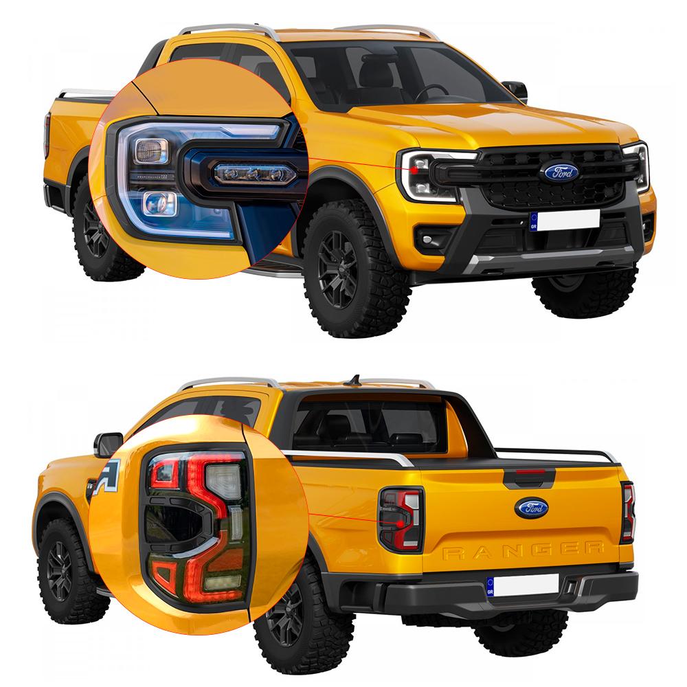 Car Head Light Tail Light Cover Trims For Ford Ranger T9 2025 2025 Wildtrak Rear Lamp Surround Decoration Exterior Accessories