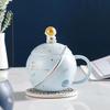 Planet Mug with Lid Coffee Cup Drinking Water Ceramic Oatmeal Cup Female Couple Water Cup Home Creative Breakfast Cup