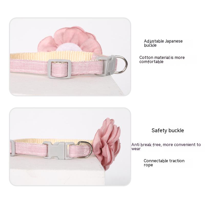 Pet Collars New Pet Camellia Flower Cat Collars Cute Princess's Birthday Adjustable Pet Dressing Tool Pet Accessories Supplies