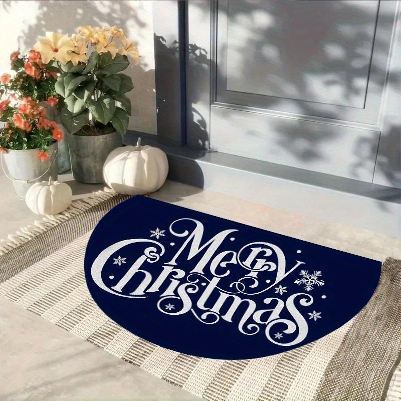 1Pcs Navy Blue Snowflake Semi Circle Welcome Doormat Non-Slip for Outdoor Patio Porch Kitchen Bathroom Entryway Floor Mat
