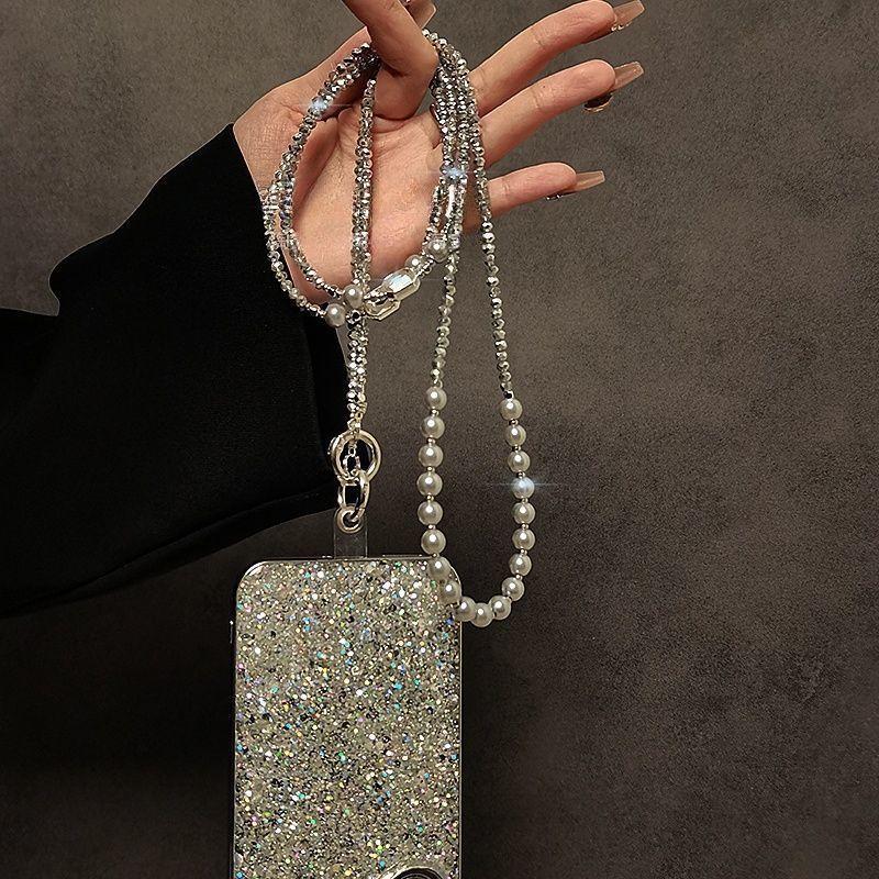 Elegant Crystal Beaded Phone Lanyard With Pvc String For Women And Men