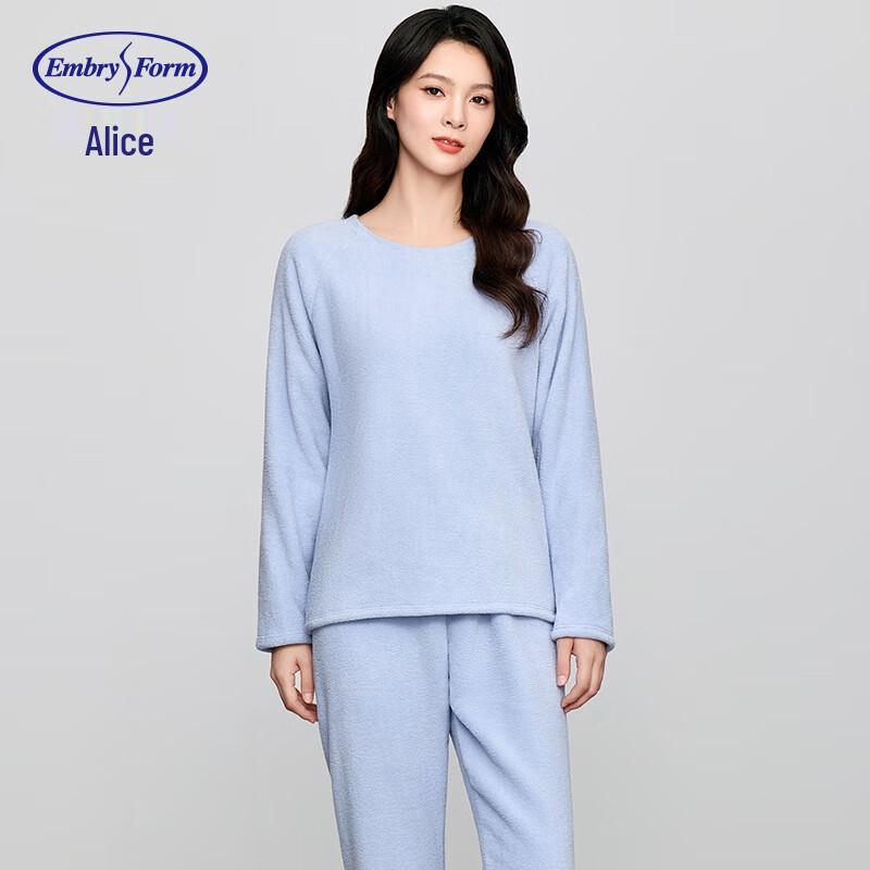 Annilore Women s Thickened Long Sleeve Pajama Set L синий