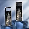 Merry Christmas Tree Deer Case For Samsung Galaxy Z Flip 4 5G Transparent Hard Cell Phone Cover ZFlip Clear PC Luxury Coque
