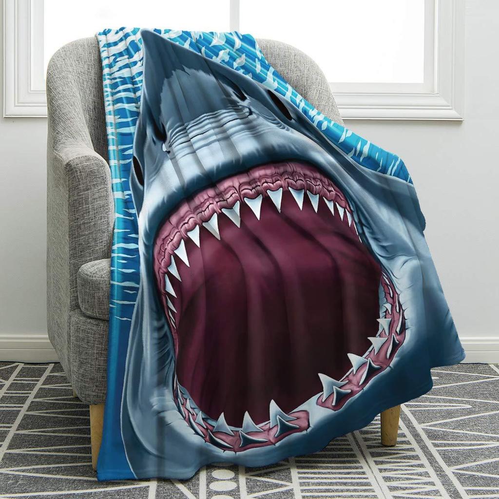 Marine animal cartoon animation digitalprinted polyester velvet flannel cover blanket Fleece soft sofa cover blankets for beds