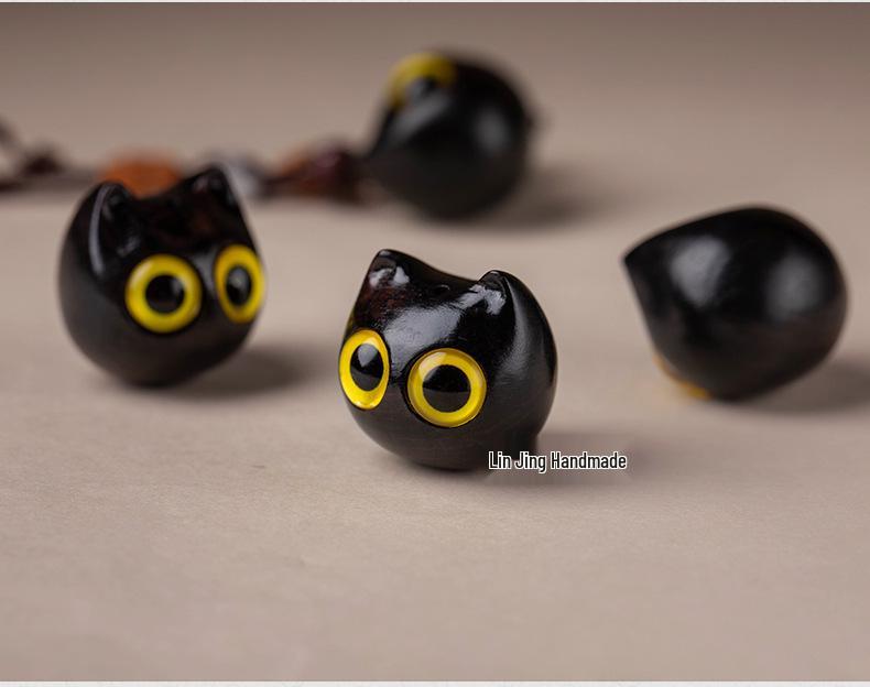 Ebenholz Katze Schlüsselanhänger: Niedliches Ornament für Männer & Frauen - Kreatives Geschenk