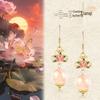 Cercei Originali Lucrați Manual din Argint Sterling 925 cu Floare de Lotus: Stil Chinezesc, Noroc Bun, Blocuri de Culoare Artistice, Design Elegant și Delicat pentru Fete