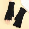 Vintage Winter Wool Gloves Half Finger Crochet Flower Mittens All-Match Fingerless Gloves  Winter