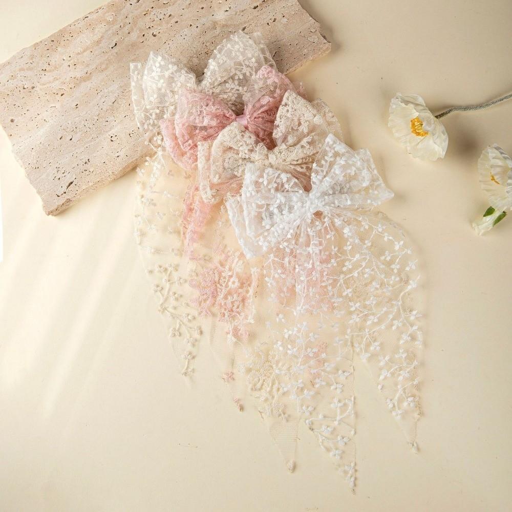 Flower Bow Hair Clip Lace Headwear Romantic Girl Hairpin  Wedding Season
