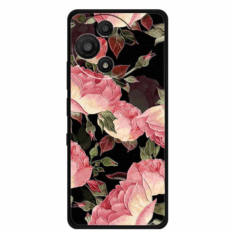 For TCL 60 SE Nxtpaper Case 3D Emboss Relief Flowers Black TPU Silicone Soft Back Cover Cases For TCL 60R Case 6.7" Fundas Bag