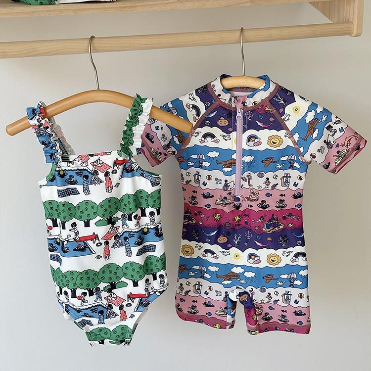 2025 Kids' Quick-Dry One-Piece Swimsuit - Brother & Sister Cute Beach Swimwear